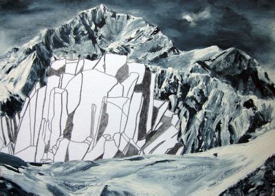 Bergwelt II 34x24 Acryl und Graphit auf Papier
