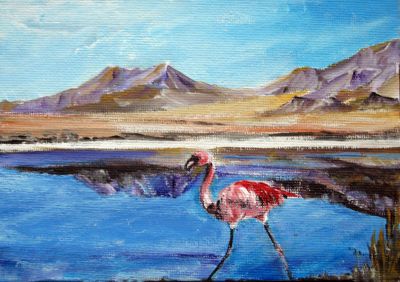 Pretty Flamingo 15x10 Acryl auf Leinwand
