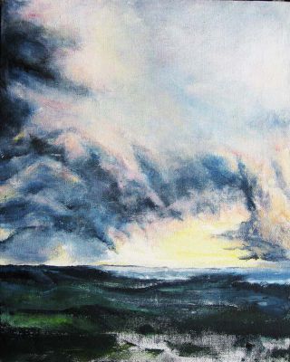 Regenwolken 24x30 Acryl auf Leinwand
