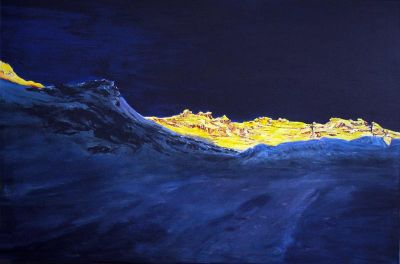 Berglicht 90x60 Acryl auf Leinwand
