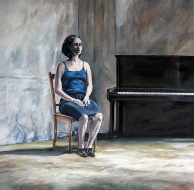 Pianistin 90x90 Acryl auf Leinwand
