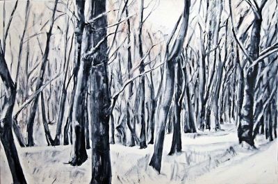 Winterwald 90x60 Acryl auf Leinwnad
